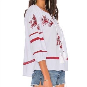 Velvet Graham & Spencer Tagan Embroidered Tassel Blouse